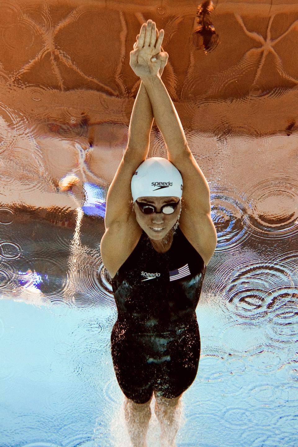 In a picture taken with an underwater camera US swimmer Natalie Coughlin competes in the heats of the women's 100-metre freestyle swimming event in the FINA World Championships at the indoor stadium of the Oriental Sports Center in Shanghai on July 28, 2011. AFP PHOTO / FRANCOIS XAVIER MARIT (Photo credit should read FRANCOIS XAVIER MARIT/AFP/Getty Images)