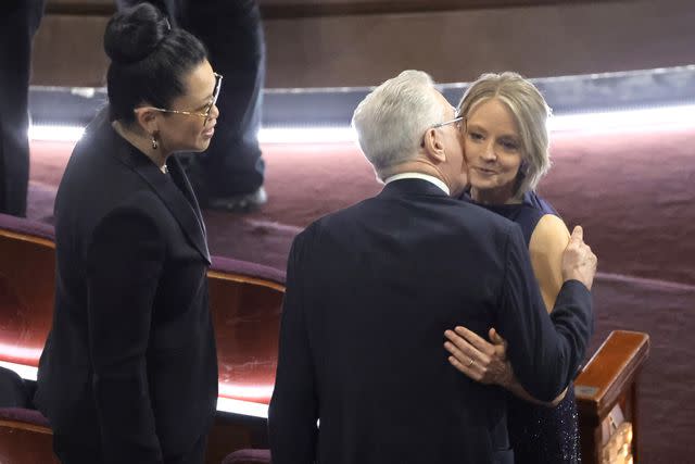 <p>Kevin Winter/Getty</p> Tiffany Chen, Robert De Niro and Jodie Foster at the 2024 Oscars