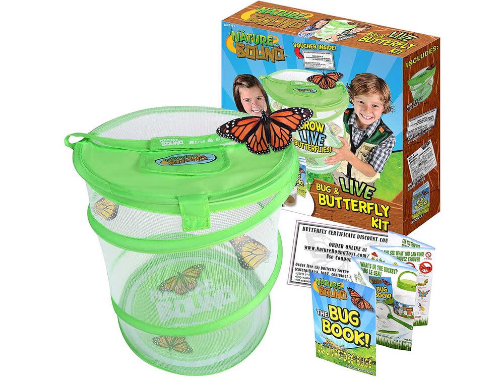 Nature Bound Butterfly Growing Habitat Kit - With Discount Voucher to Redeem Live Caterpillars for Home or School Use - Green Pop-Up Cage 12-Inches Tall - for Boys and Girls Ages 5+