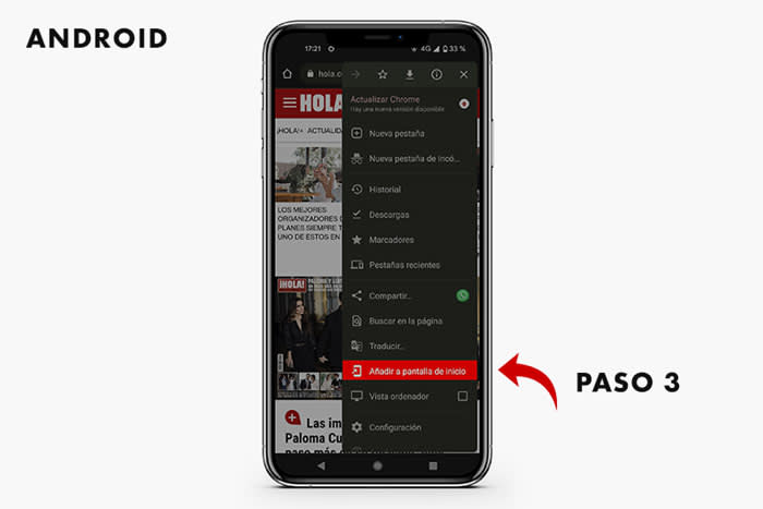 Acceso directo Hola.com android
