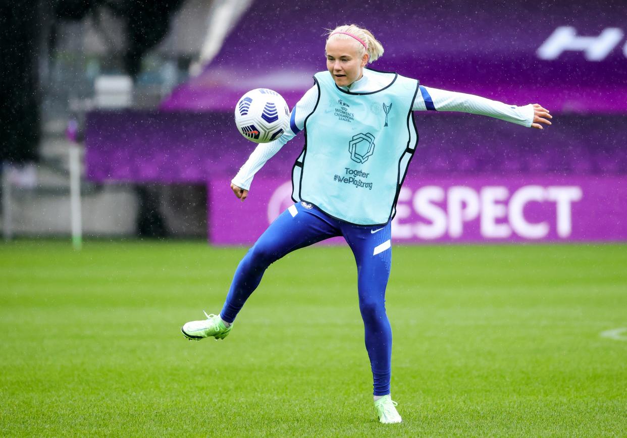Chelsea's Pernille Harder during a training session in Gothenburg (AP)