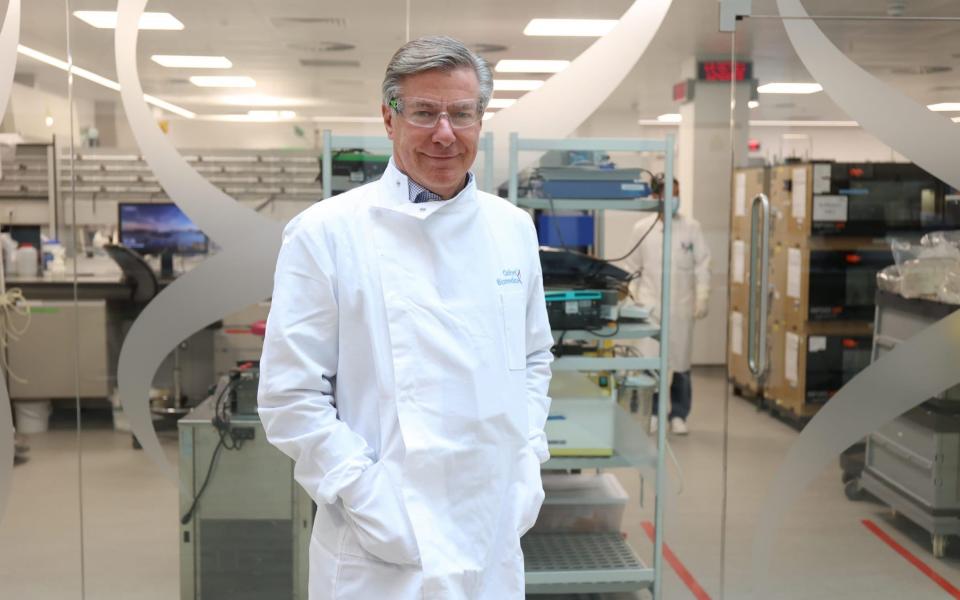 Oxford Biomedica CEO John Dawson inside Oxbox, the manufacturing hub that produces the AstraZeneca jab - John Lawrence