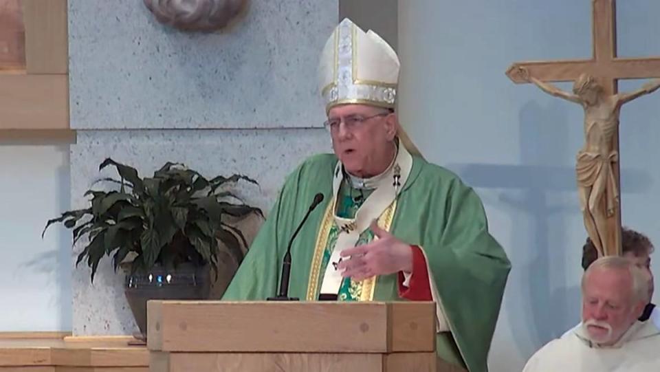 Archbishop Joseph Naumann ended up making things worse in meetings after Mass on Sunday.