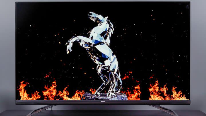 Crystal horse on the screen of the Hisense U9DG TV.