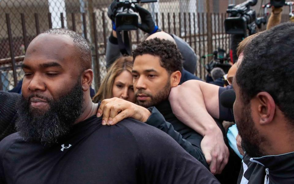 Jussie Smollett leaving court on Feb. 21