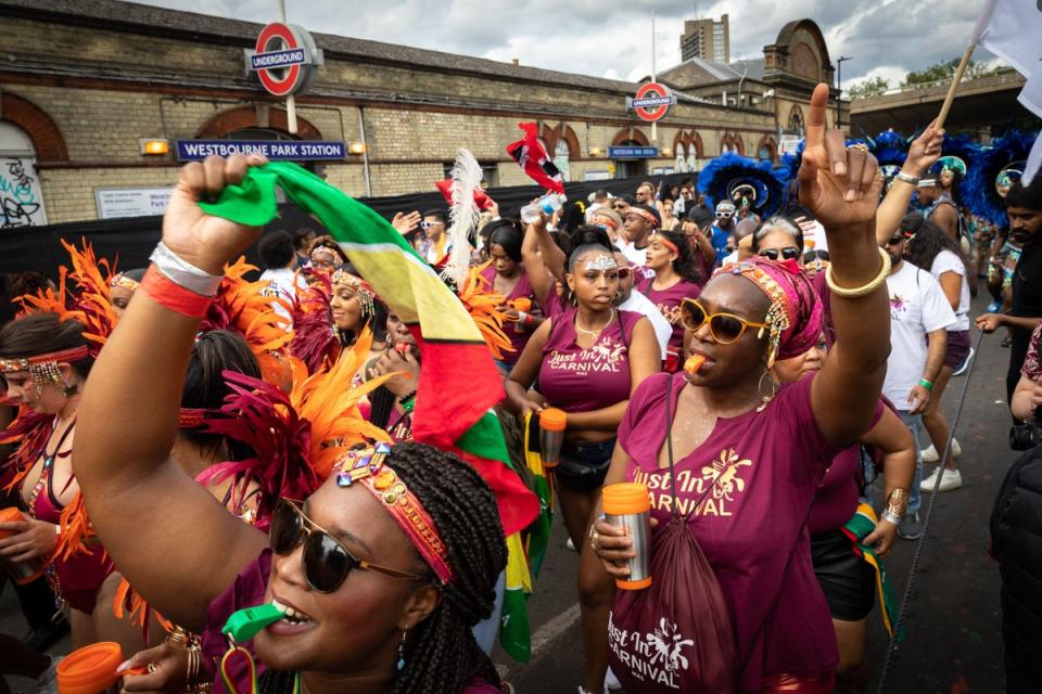 Revellers at the Notting Hill Carnival helped to significantly boost Tube and bus journeys made over the August bank holiday (Transport for London)