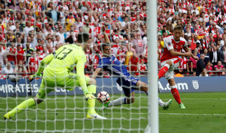 Britain Soccer Football - Arsenal v Chelsea - FA Cup Final - Wembley Stadium - 27/5/17 Arsenal’s Mesut Ozil shoots against the postReuters / Darren Staples