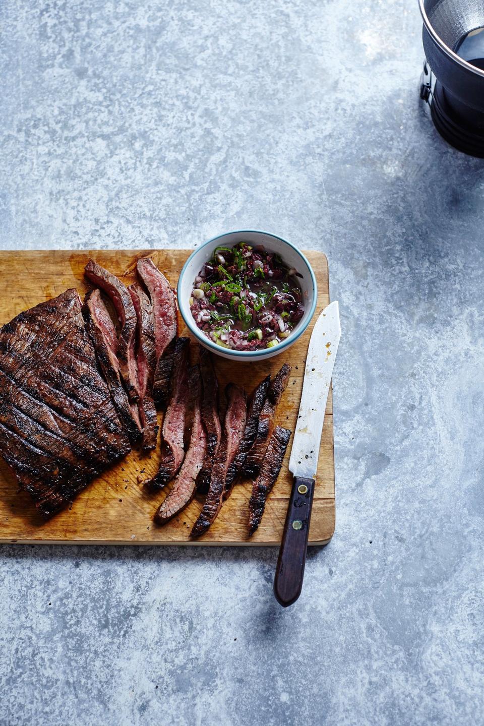 FLANK STEAK WITH OLIVE TAPENADE