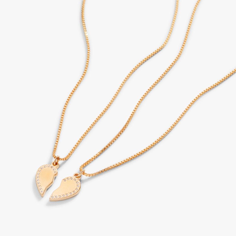 3) Pavé Heart Best Friend Necklaces