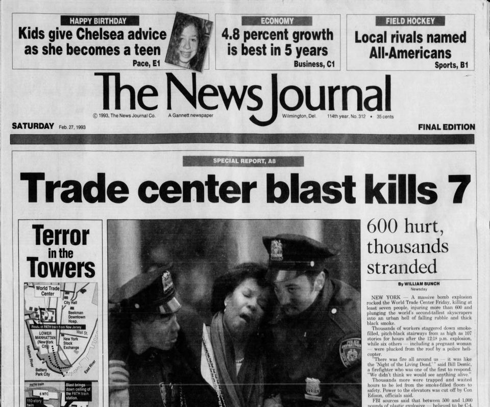 Front page of The News Journal from Feb. 27, 1993.