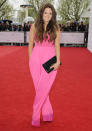 Celebrities in neon fashion: Binky Felstead wore this pink outfit to the <a href="http://uk.lifestyle.yahoo.com/photos/bafta-television-awards-red-carpet-fashion-pictures-slideshow/" data-ylk="slk:TV BAFTAs;elm:context_link;itc:0;sec:content-canvas;outcm:mb_qualified_link;_E:mb_qualified_link;ct:story;" class="link  yahoo-link">TV BAFTAs</a>.<br><br>[Rex]