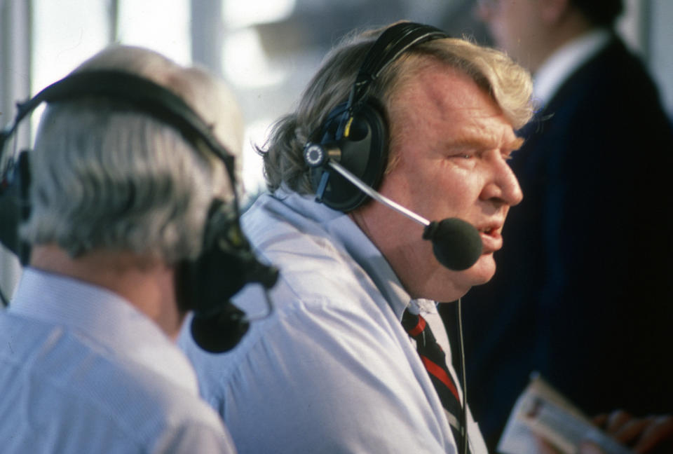 Before he became an announcing legend, John Madden's debut broadcast for CBS in 1979 shows a different side of the one-time coach who had just retired at age 42 to reluctantly take a job in the booth. (Photo by Focus on Sport/Getty Images)