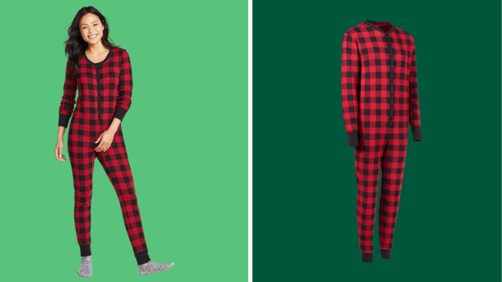 The L.L. Bean Deep Check Onesie gives retro vibes.