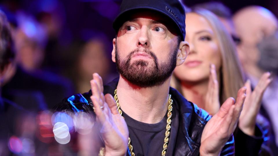 FILE: Inductee Eminem attends the 37th Annual Rock & Roll Hall of Fame Induction Ceremony at Microsoft Theater on November 5, 2022 in Los Angeles, California.