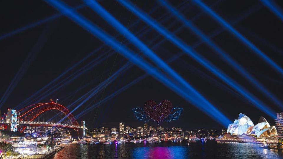 The final Vivid drone show on Saturday has been cancelled. Picture: NewsWire / Destination NSW