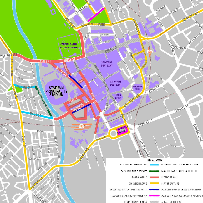 Map of Cardiff's road closures