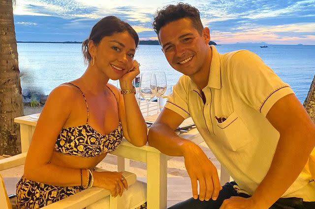 <p>Wells Adams/Instagram</p> Sarah Hyland and Wells Adams enjoyed a tropical vacation in Fiji ahead of their one-year wedding anniversary.