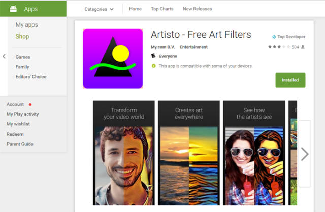 Artisto: A Great Prisma Like App for Videos