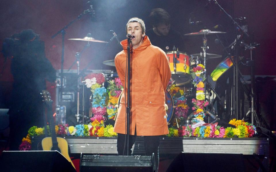 Liam Gallagher performing at One Love Manchester