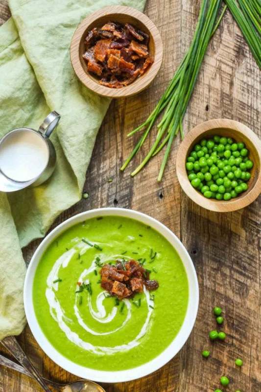 <p>Neighborfood Blog</p><p>This Green Pea Soup with fresh basil and smoky sweet candied bacon is the ultimate spring appetizer. Bright and creamy, it’s a great reason to give peas a chance.</p><p><strong>Get the Recipe: </strong><a href="https://neighborfoodblog.com/2017/04/green-pea-soup-with-candied-bacon.html" rel="nofollow noopener" target="_blank" data-ylk="slk:Green Pea Soup with Candied Bacon;elm:context_link;itc:0;sec:content-canvas" class="link rapid-noclick-resp"><strong>Green Pea Soup with Candied Bacon</strong></a></p>