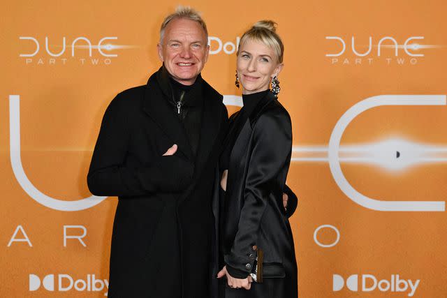 <p>ANGELA WEISS/AFP via Getty </p> Sting and wife Trudie Styler in February 2024