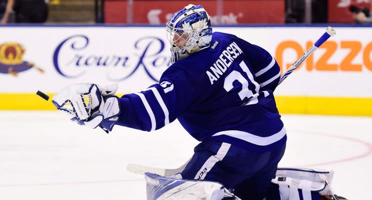 Frederik Andersen has been a big reason why the Maple Leafs are in a playoff position. (Frank Gunn/CP)