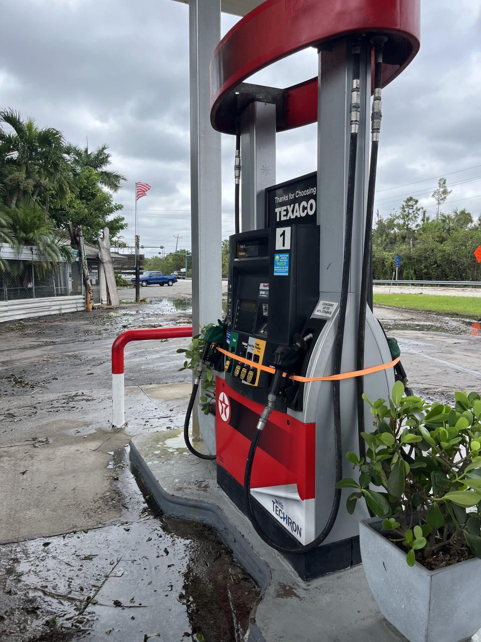 Taped off gas pump in aftermath of Hurricane Ian