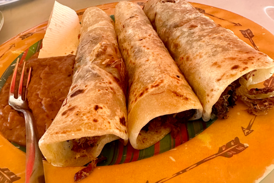 Shredded beef burritos rounded out the meal (Chelsea Ritschel)