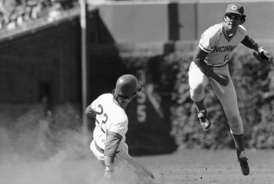 Reds shortstop Dave Concepcion, right, was a childhood favorite of ESPN analyst Kirk Herbstreit.