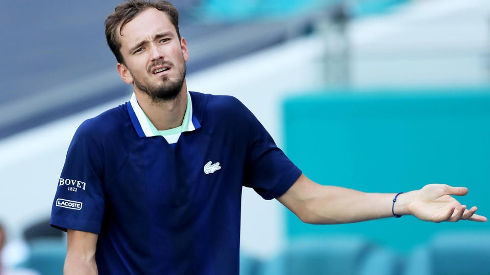 Daniil Medvedev and other Russian players could be banned from competing at Wimbledon by the All England Tennis Club. (Photo by Megan Briggs/Getty Images)