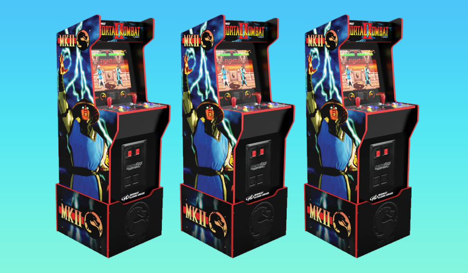 Arcade1Up's Mortal Kombat Midway Legacy (shown here with optional riser, NOT included) includes 12 classic arcade games. (Photo: Arcade1Up)