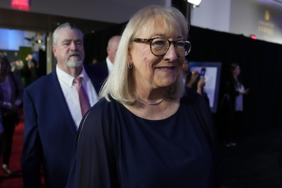 Donna Kelce, mother of the Kelce brothers arrives for the NFL Honors award show ahead of the Super Bowl 57 football game, Thursday, Feb. 9, 2023, in Phoenix. (AP Photo/Ross D. Franklin)