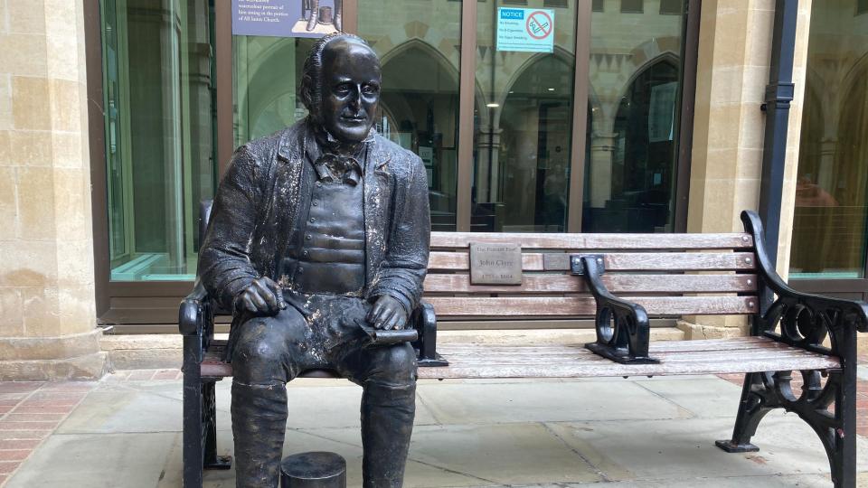 A statue of John Clare stands in Northampton town centre, where he spent his final years in an asylum