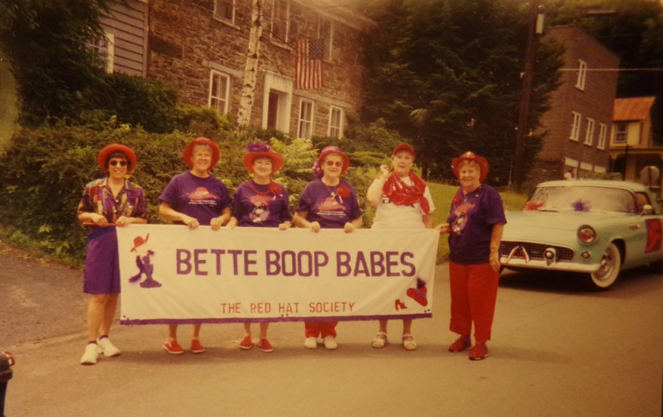 The Bette Boop Babes of the Hawley/Lakeville Red Hat Society Chapter before marching in a Memorial Day parade in Hawley.