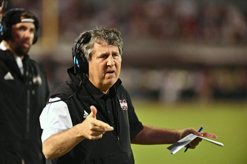 Mike Leach during MSU's game against Memphis.