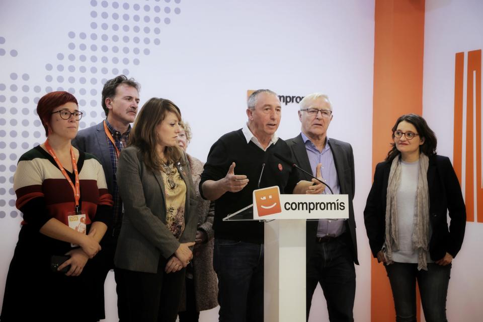 Joan Baldoví volverá a ser diputado por Compromís. La formación valenciana concurrió a las elecciones en coalición con Más País, aunque en todo el territorio nacional solo han conseguido tres escaños (los dos de Madrid y el de Valencia), por lo que no tendrán grupo parlamentario propio. (Foto: Enrique Palomares / Europa Press / Getty Images).