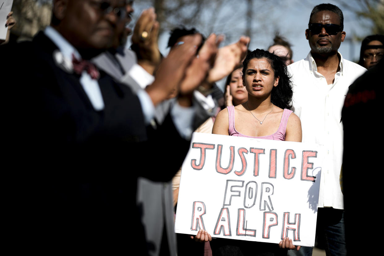 People attend a rally to support Ralph Yarl. (Charlie Riedel / AP)