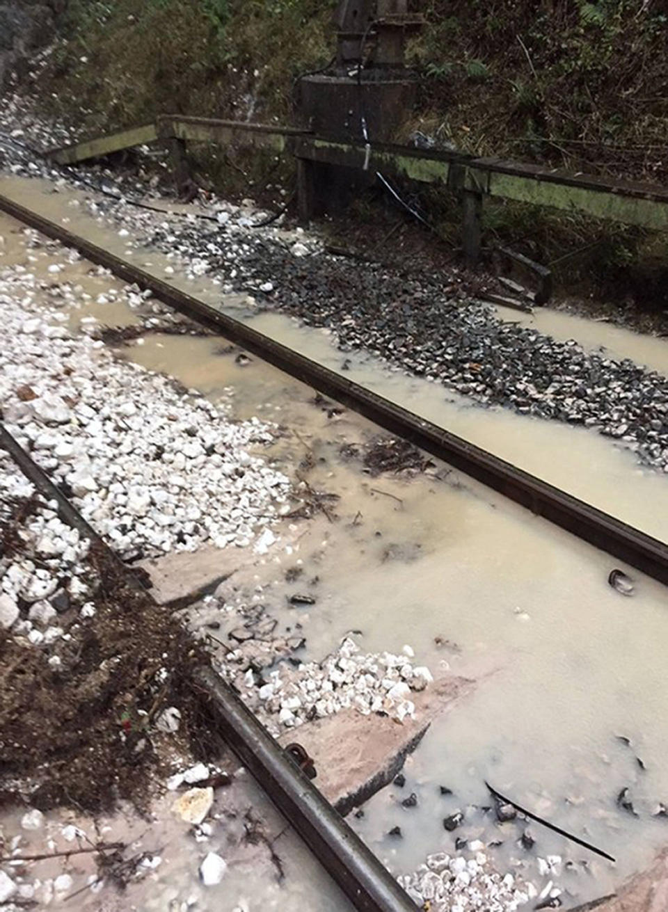 The track was left almost completely flooded (SWNS)