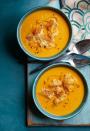 <p>Get your sweet potato fix in soup form this year. The maple syrup-sweetened croutons will convince even the kids' table to dig into some veggies. (This soup also packs carrots and onion in addition to taters.) </p><p><a href="https://www.womansday.com/food-recipes/food-drinks/recipes/a51850/cinnamon-spiced-sweet-potato-soup-with-maple-croutons/" rel="nofollow noopener" target="_blank" data-ylk="slk:Get the recipe for Cinnamon-Spiced Sweet Potato Soup with Maple Croutons.;elm:context_link;itc:0;sec:content-canvas" class="link "><em>Get the recipe for Cinnamon-Spiced Sweet Potato Soup with Maple Croutons.</em></a></p>