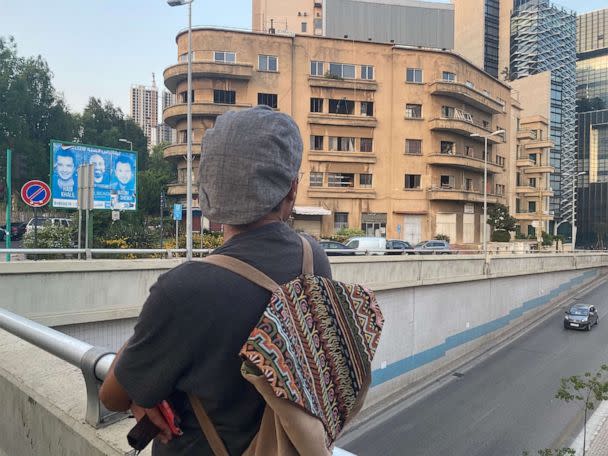 PHOTO: Michel Bou Rjeilly, an opera singer who was injured in the explosion, walks around the city of Beirut, Lebanon. (Ibtissem Guenfoud/ABC News)