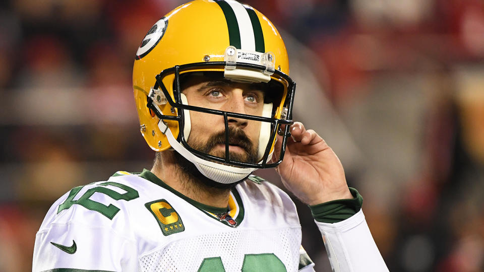 Aaron Rodgers has detailed how he was able to fly out of Peru just 15 minutes before the South American nation closed their borders due to the coronavirus pandemic. (Photo by Harry How/Getty Images)