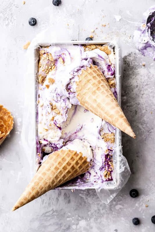 No-Churn Blueberry Ice Cream from Grandbaby Cakes