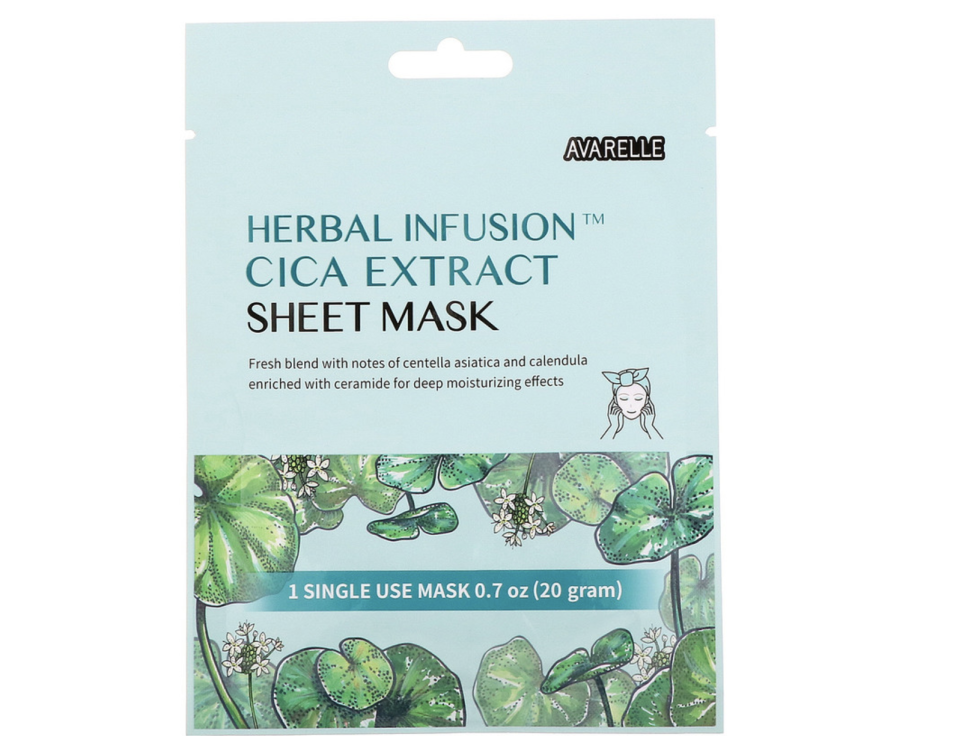 Avarelle, Herbal Infusion, Cica Extract Sheet Mask. (PHOTO: iHerb)