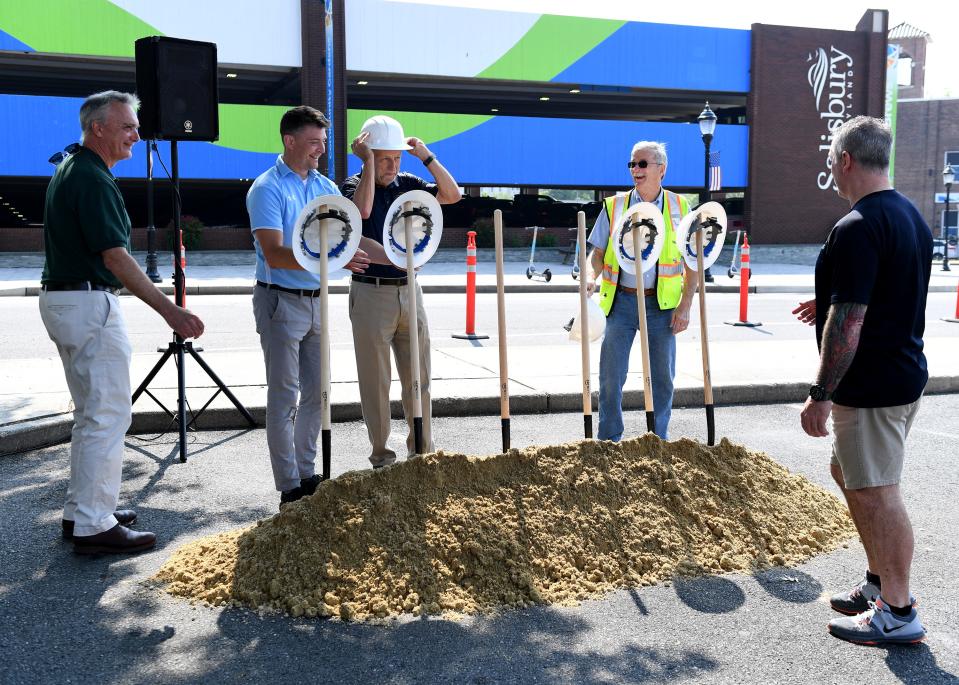 A groundbreaking ceremony is held for Unity Square Friday, June 9, 2023, downtown in parking lot 1 in Salisbury, Maryland.