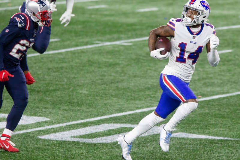 Buffalo Bills wide receiver Stefon Diggs (R) is No. 3 in my Top 50 positional rankings for Week 3. File Photo by Matthew Healey/UPI