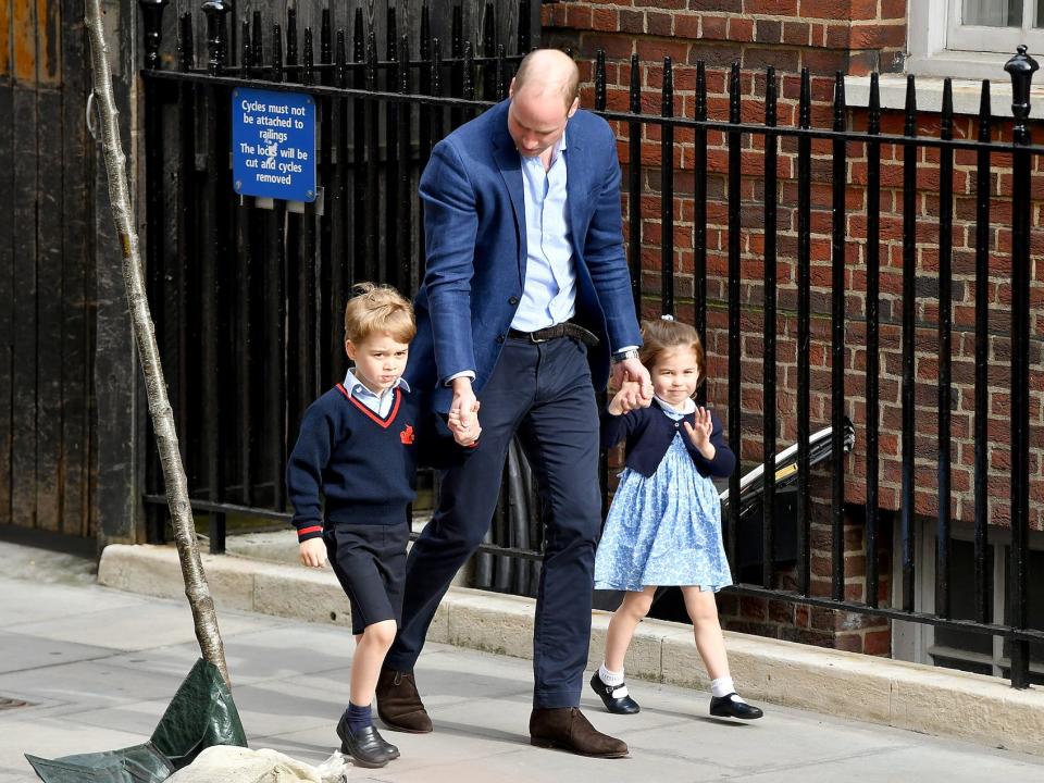 Prince George and Princess Charlotte Prince William wave