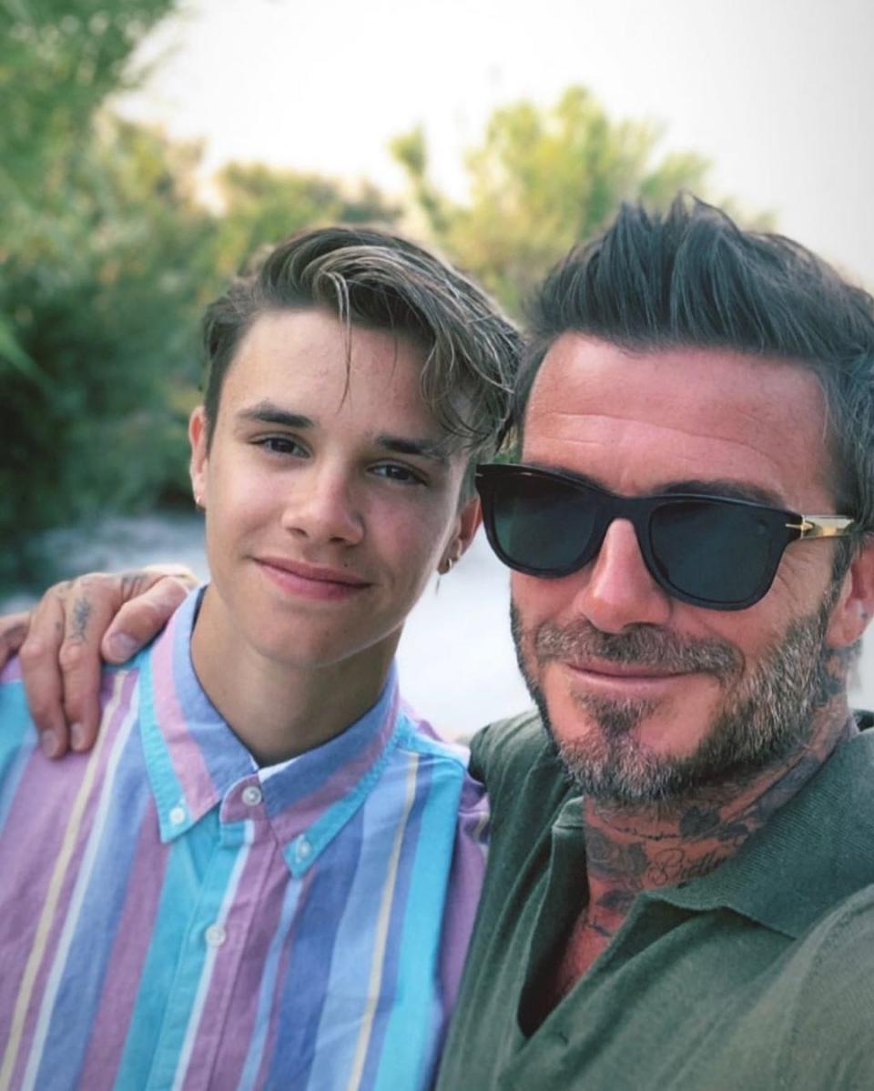 Romeo Beckham with a fan