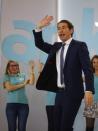 Top candidate of the People's Party (OeVP) Sebastian Kurz attends his party's victory celebration meeting in Vienna, Austria, October 15, 2017. REUTERS/Dominic Ebenbichler