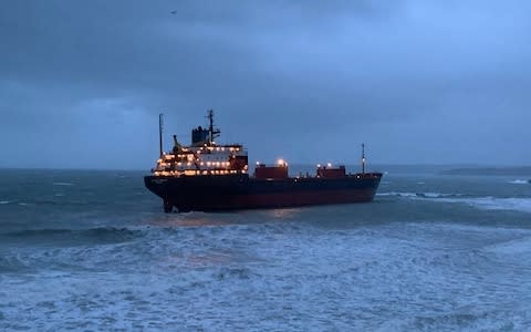 Kuzma Minin cargo ship grounded in Falmouth - Credit:  PA /Nigel Kitto/@NDK72