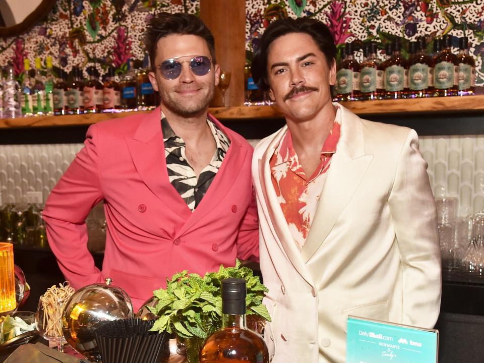 Tom Schwartz and Tom Sandoval attend DailyMail.com and TMX opening celebration of Schwartz & Sandy's on July 19, 2022 in Los Angeles, California
